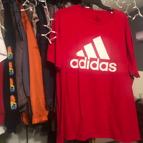 adidas Tops - ADIDAS RED SHORT SLEEVE SHIRT adidas Tops - ADIDAS RED SHORT SLEEVE SHIRT